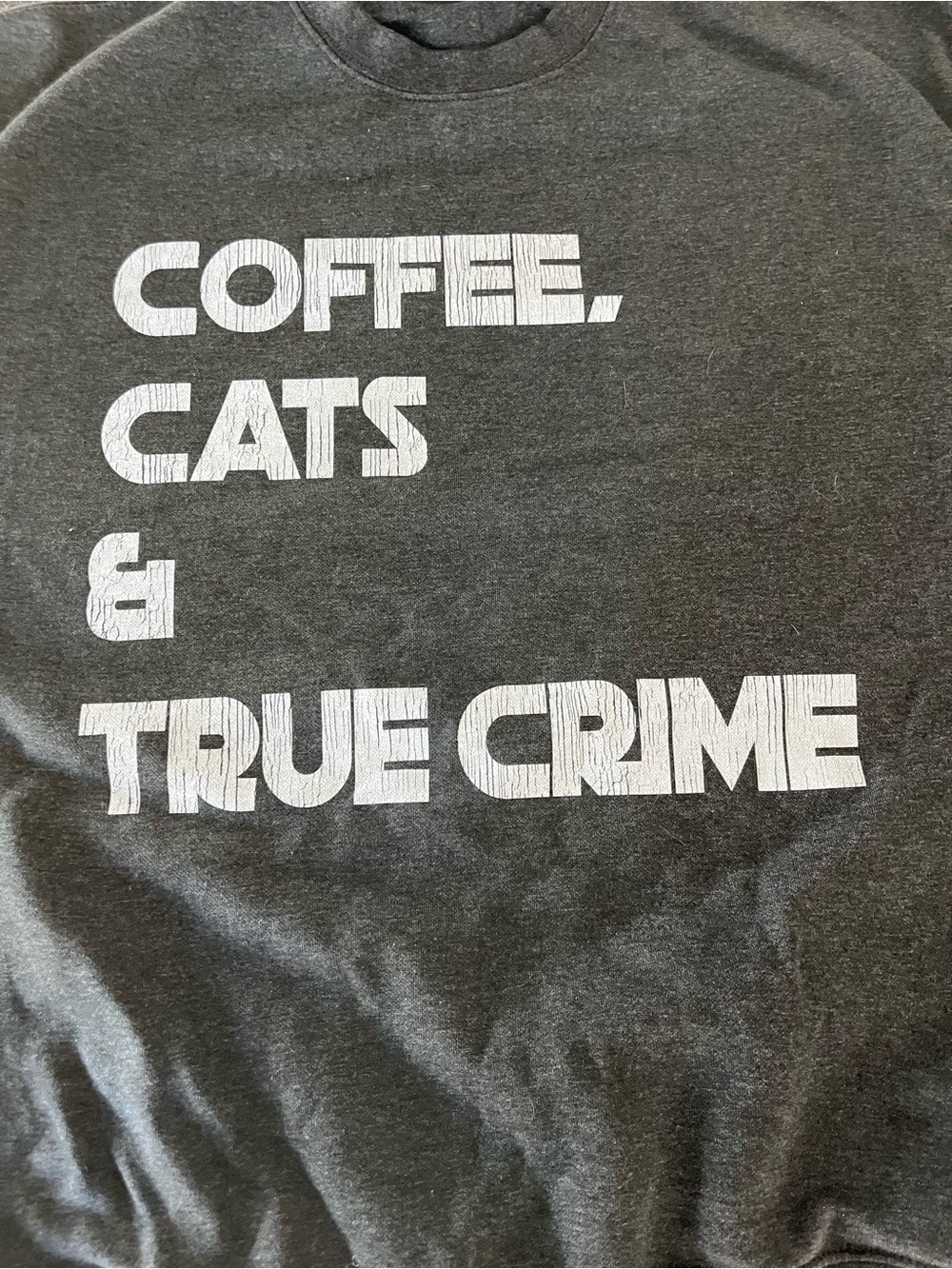 Coffee, Cats & True Crime T-Shirt - Dark Gray
